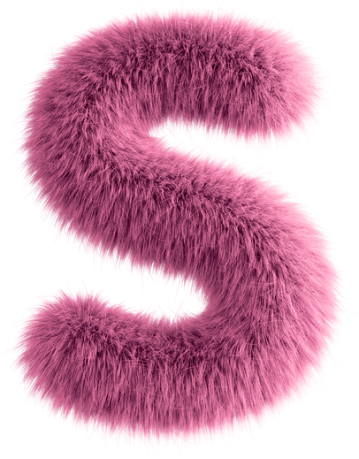 Pink 3D Fluffy Letter S